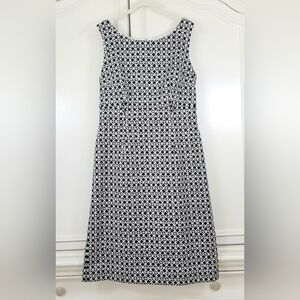 Talbots Black Geo Print Sleeveless Knee length Sheath Dress Womens 10